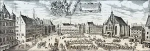 European Panoramic View Drucke: Medieval Cityscape of Nuremberg