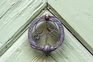 Bavaria Historic Building Drucke: Medieval door knocker at the former