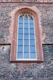 Multicoloured Stained Glass Drucke: Detail of a medieval gothic cathedral window