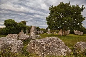 Western Europe Photography Drucke: Megalithic stone rows from Kerzerho