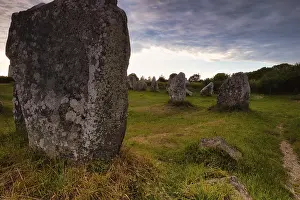 Morbihan Department Photos Drucke: Megalithic stone rows from Kerzerho