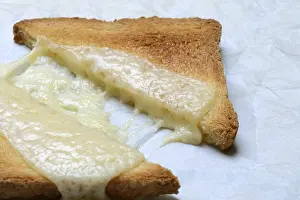 Basic Food Still Life Images Drucke: Melted processed cheese with toast