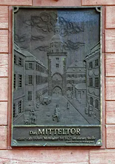 Southern German Landmarks Drucke: Memorial plaque at the centre gate
