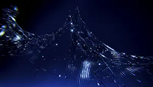 Digital Technology Illustration Drucke: A mesmerizing 3D illustration depicting a wave of binary code