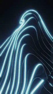 Dark Background Design Drucke: Mesmerizing neon lines create a dynamic abstract wave pattern