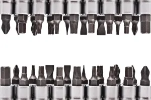 Handicraft Studio Shot Drucke: Metallic wrenches isolated on white