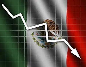 No People Walking Path Drucke: The Mexican flag and arrow graph going down