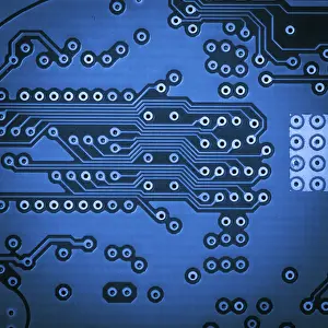 Computer Hardware Design Drucke: Microchip close up background for technology design