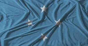 Independence Symbol Drucke: Micronesia flag with fabric texture background