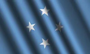 Windy Island State Drucke: The Micronesia flag flying in the wind