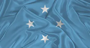 Independence Symbol Drucke: Micronesian flag with fabric texture