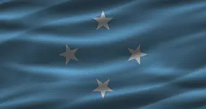 Fabric Texture National Flags Drucke: Micronesian flag with fabric texture