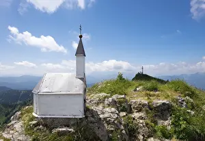 Summit Cross Bavaria Drucke: Miniature chapel on the eastern summit