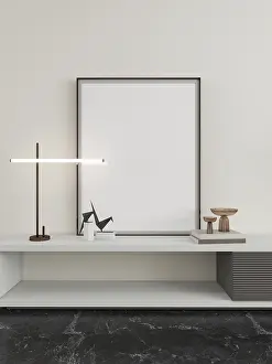 Minimalist Interior Drucke: Minimalist interior setting featuring a blank frame