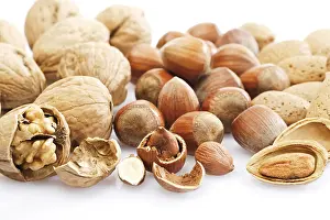 Walnut Nutrition Drucke: Mixed nuts, walnuts, hazelnuts, almonds