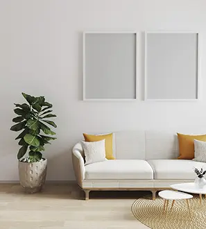 Modern Interior Background Drucke: Mock up poster frame in modern interior background