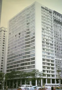 Urban Environment In South America Drucke: Modern architecture office building in Rio de Janeiro, Brazil 1962