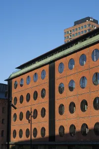 Contemporary Scandinavian Architecture Drucke: Modern brick facade with round windows
