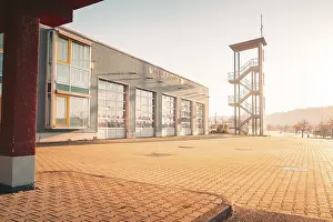 German Modern Architecture Style Drucke: Modern fire station with training tower