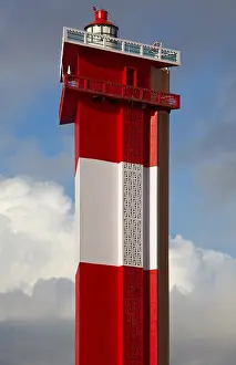 Deserted Coastline Scene Drucke: Modern lighthouse in the sky