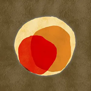 Drucke von Eine moderne minimalistische Illustration mit überlappenden Formen in warmem Erdboden-Ton Minimalistische Kunstwerke Drucke: Ein moderner minimalistischer Illustration mit überlappenden Formen in warmem Erdboden-Ton