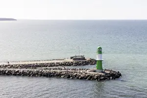 Baltic Sea Waterfront Scene Drucke: Mole beacon der Westmole in Warnemünde
