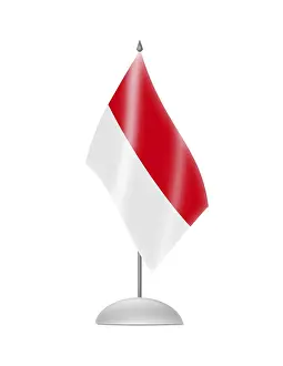 European Country Flags Drucke: The Monaco flag. Table Flag. Isolated on white