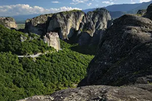 Sunset In Greece Drucke: Monastery of Rousanou and Monastery of St