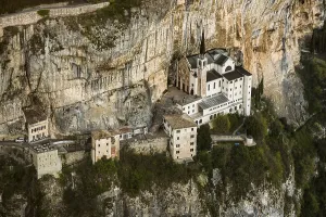 Sacred Building In Nature Drucke: Monastery on a slope in a gorge