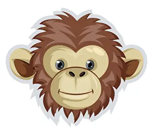Studio Shot Animal Drucke: Monkey with big ears, illustration