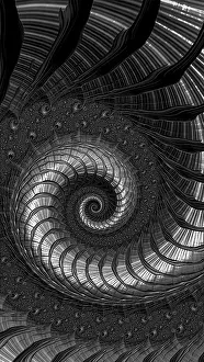 Abstract Fractal Design Drucke: Monochrome spiral background - abstract computer-generated image