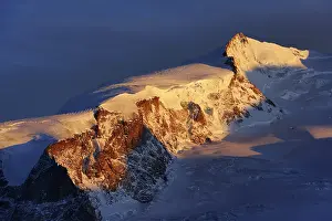 Swiss Alps Panorama Drucke: Monte Rosa Mountains in the light of the setting sun