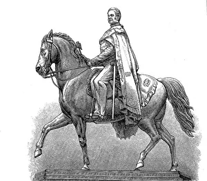 Black And White Historic Illustration Drucke: The monument to Frederick William III