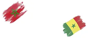 Drucke von Marokko und Senegal Flaggen auf weißem Hintergrund Senegal Drucke: Marokko und Senegal Flaggen auf weißem Hintergrund.