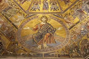 Christian Church Building Drucke: The mosaic ceiling in the baptistry of St