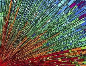 Symbolic Picture Illustration Drucke: Mosaic rays background in colors