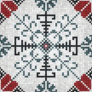 Baroque Art Style Drucke: Mosaic tiles background, seamless vector pattern