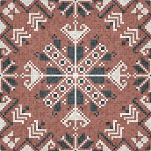 Modern Architecture Illustration Drucke: Mosaic tiles background, seamless vector pattern