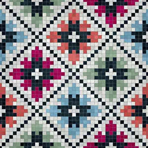 Mosaic Tile Background Drucke: Mosaic tiles background, seamless vector pattern