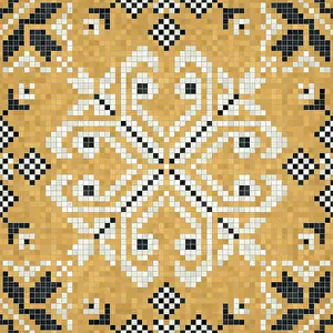 Modern Architecture Illustration Drucke: Mosaic tiles background, seamless vector pattern