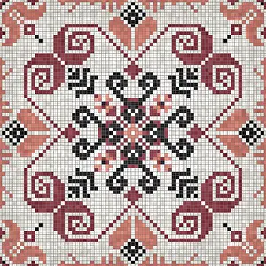 Baroque Art Style Drucke: Mosaic tiles background, seamless vector pattern