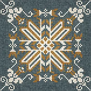 Baroque Art Style Drucke: Mosaic tiles background, seamless vector pattern