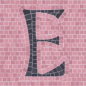 Urban Interior Decoration Drucke: Mosaic tiles letter E. EPS 10 editable flat design vector seamless horizontal pattern