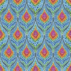 Embellished Ceramic Tile Art Drucke: Mosaic tiles peacock feathers pattern