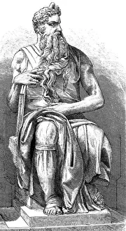 Italian Biblical Art Drucke: Moses, after a statue by Michelangelo
