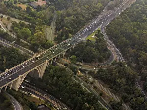 Deserted Motorway Drucke: Motorway seen from above