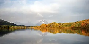 US America Nature Reserves Drucke: Mount Moran reflected in Snake River