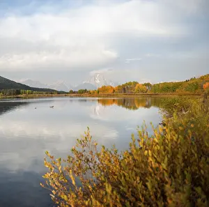 US American Tourist Attraction Drucke: Mount Moran reflected in Snake River