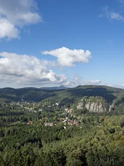Saxony Germany Scenery Drucke: Mountain landscape with forest