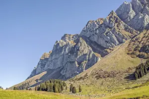 Switzerland Mountain Landscape Drucke: Mountain massif around the Santis